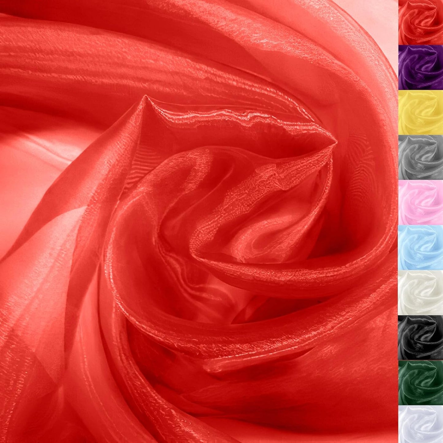 Red Organza Fabric – 16" x 20 Yards Elegant Sheer Tulle Bolt for Wedding Arches, Party Decor, Chair Bows, Gift Wrapping & Large DIY Projects (Full Roll)