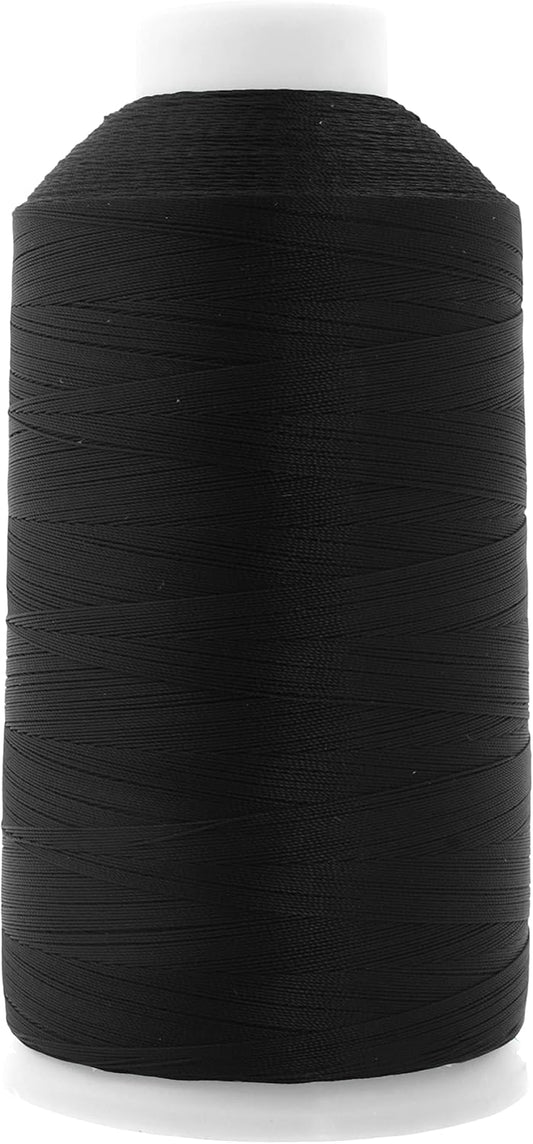 Mandala Crafts Bonded Nylon Thread Black Heavy Duty Sewing Threads - 415 YDs Size 346 210D T350 Tex 350 Thread for Leather Jeans Weaving Outdoor Marine Upholstery Threads
