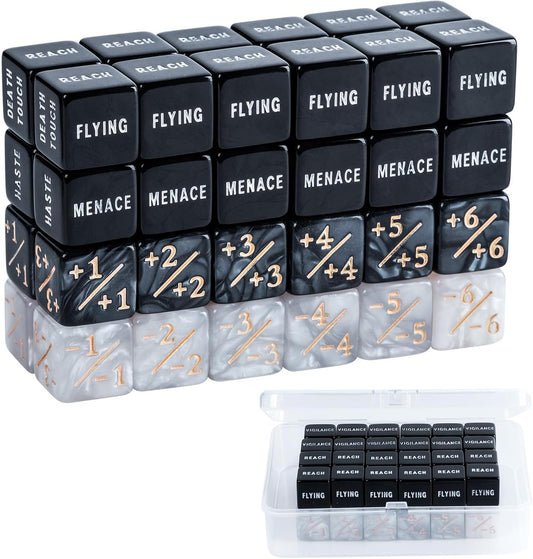 48 Pieces MTG Dice Counters Bulk Ability Keyword Counters Life Counter 1/+1 counters,6 Sided Dice Set for Tabletop Games,MTG, TCG, Card Games Accessories (48 Pieces)