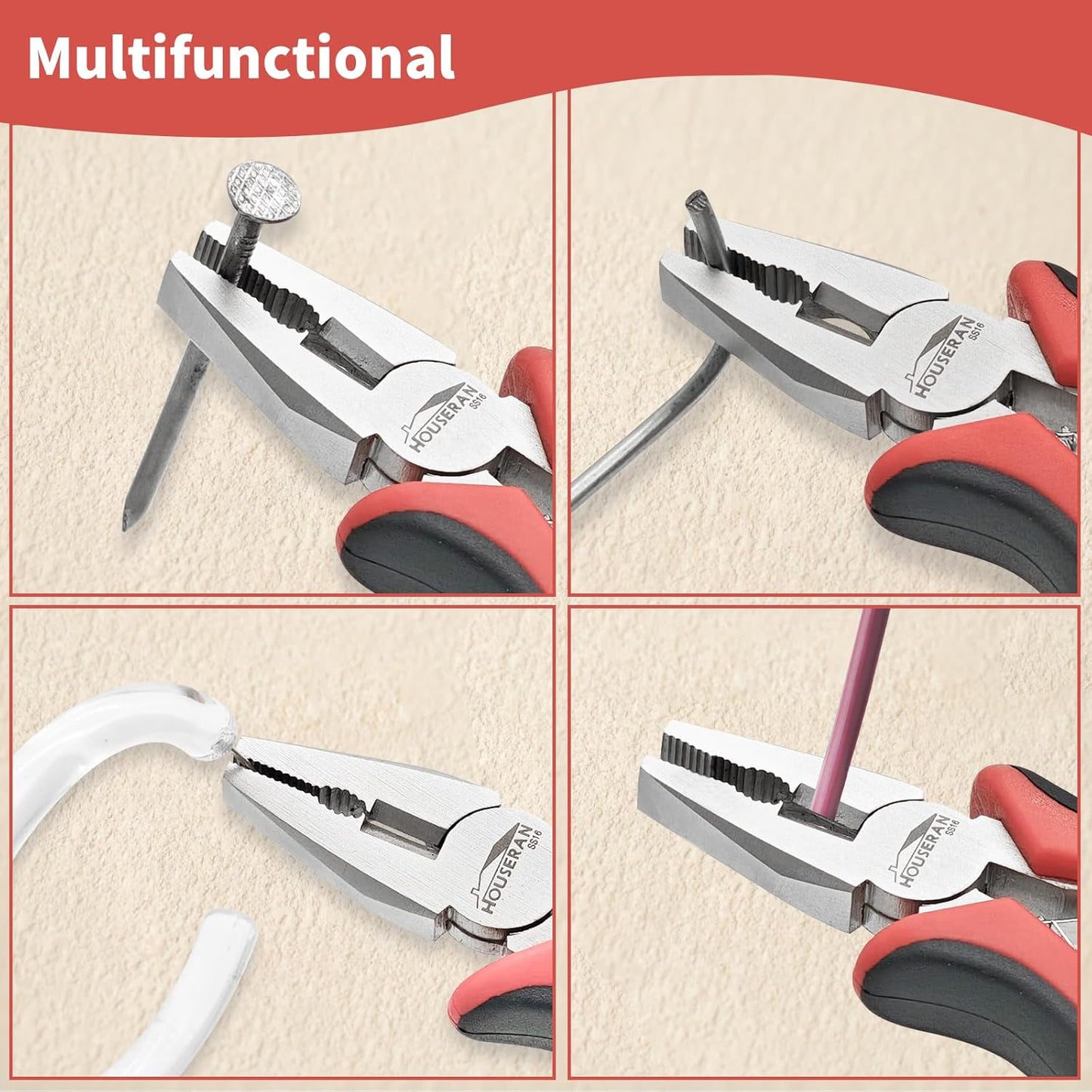 Linemans Pliers 5"-5 Pack Linemans Pliers for Jewelry Making with Spring Loaded for DIY, Craft, Repairing