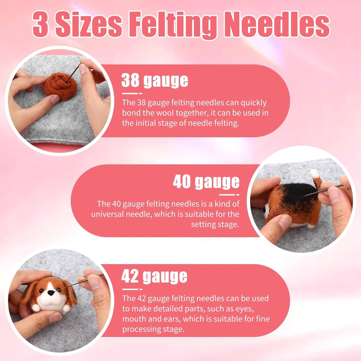 Needle Felting Kit, 61 Pcs Felt Dog Dolls Needle Felting Set with Felting Needles, Wool Roving, Felting Pad, Instruction Manual, Felting Beginner Tools for Felted Animal Needle Felting Supplies