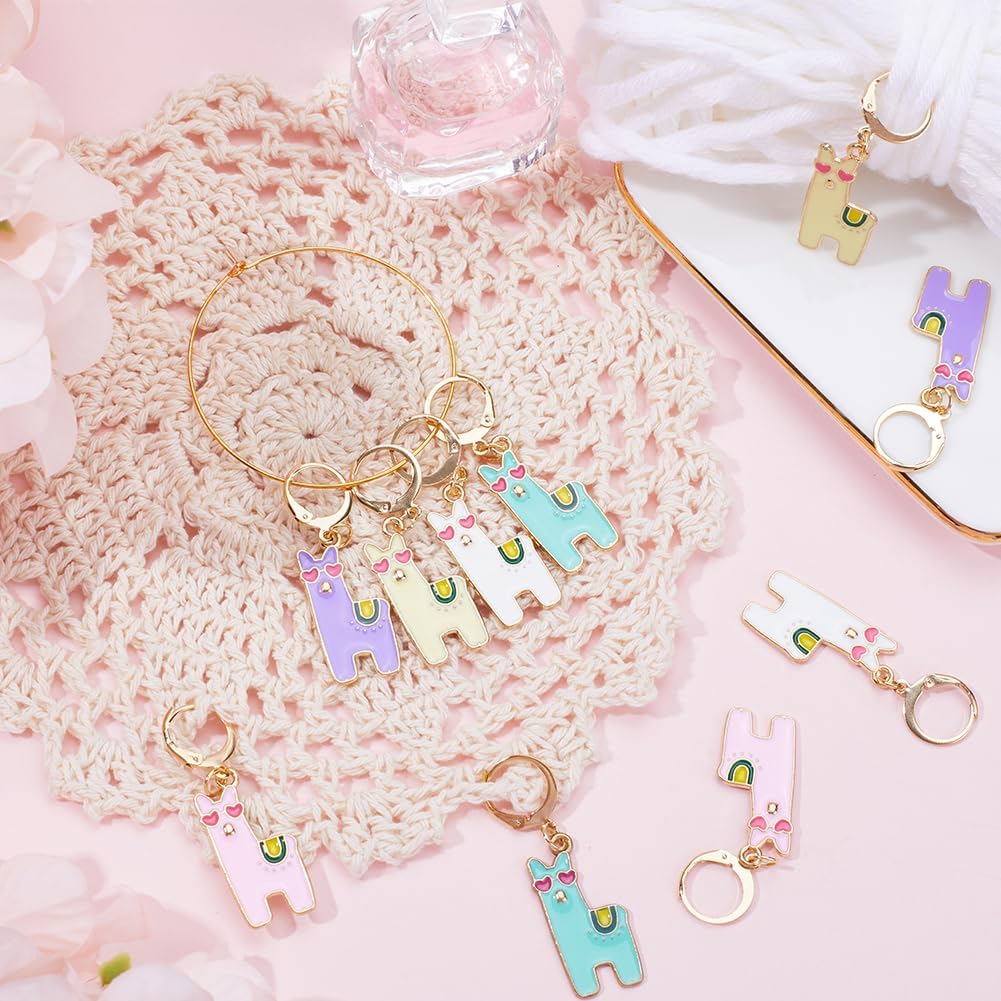 SUNNYCLUE 1 Box 20pcs Crochet Knitting Markers Stitch Charms Alpaca Cute Animals Locking Stitch Charm Crochet Knitting Markers for Weaving Sewing Needleworks DIY Crafts