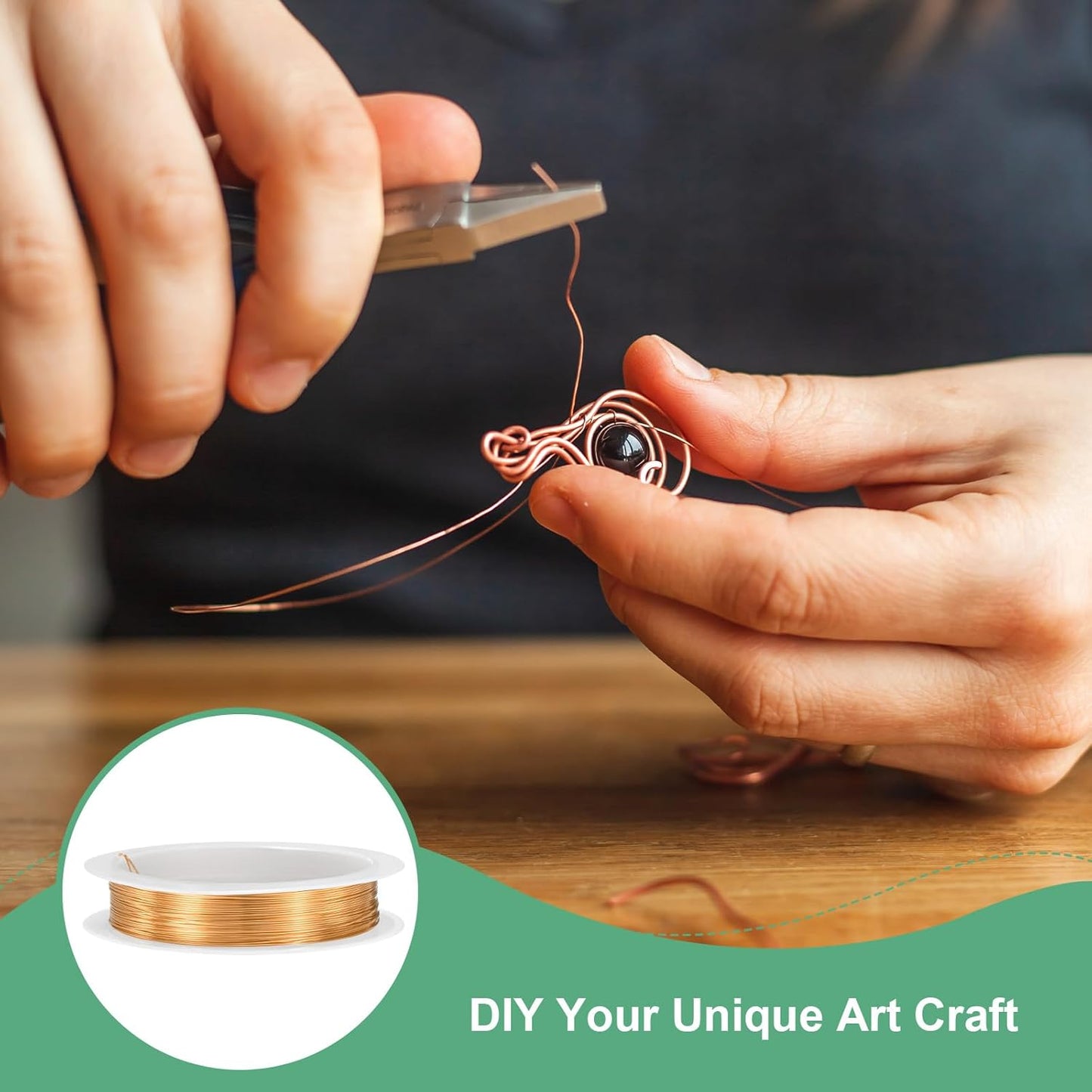 0.4 mm/26 Gauge Copper Wire for Jewelry Making, 30.2FT Copper Beading Craft Wire for Jewelry/Weaving/DIY Crafting/Planting, Color-Retaining [9.2M, Copper Tone]