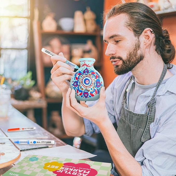 Arrtx 36 Colors Acrylic Paint Pens for Rock Painting, Brush Tip Acrylic Pen, Acrylic Markers, Waterproof Paint Marker, Art Supplies for Stone, Glass, Egg, Wood, DIY Crafts