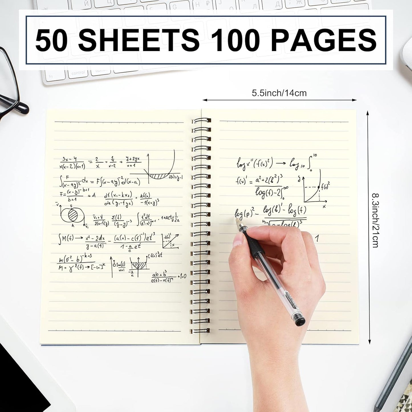 Yahenda 54 Pcs Spiral Notebook Bulk A5 Journal Lined 8.3'' x 5.5'' Writing Composition Paper Small Notepad Subject Notebook for Students Office Business Back to School Supplies (Deep Blue)