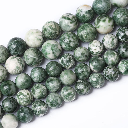 90pcs 4mm Natural Green Spot Stone Stone Beads for Jewelry Making Loose Spacer Round Beads DIY Bracelets Necklaces 15" (4mm, Green Spot Stone)