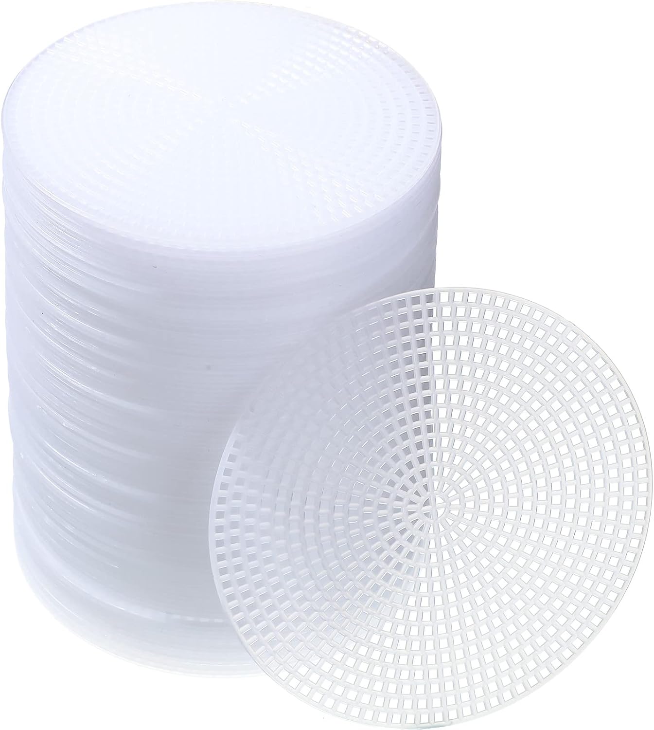 7 Count Circle Plastic Canvas Circles Mesh Sheets White Needlepoint Blank Canvas Plastic Mesh Mat for Needlework Crochet Supplies Embroidery Yarn Crafting Knit(3 Inch)