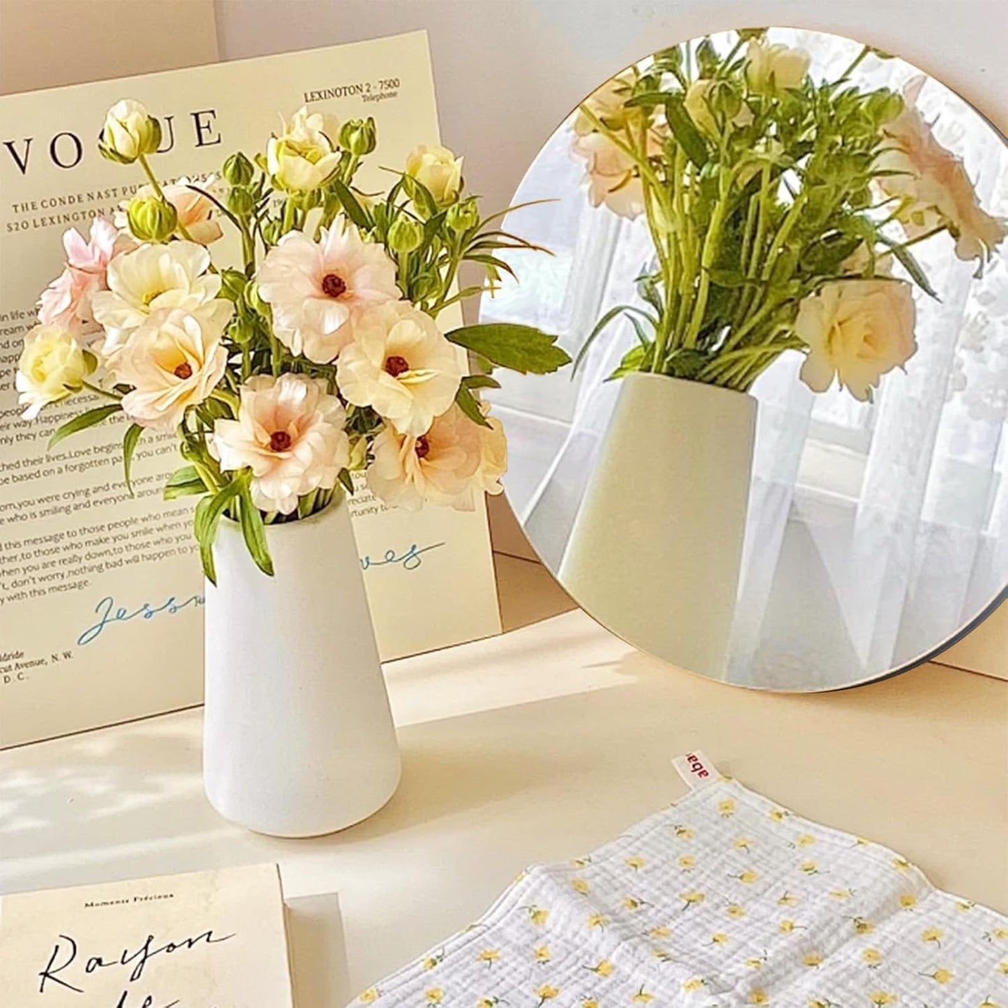 9PCS 8inch Round Mirror Centerpieces for Tables, Acrylic Circle Mirror Centerpieces for Table Candle Plate Circle Mirror Trays for Wedding Centerpieces Baby Shower Party Decorations