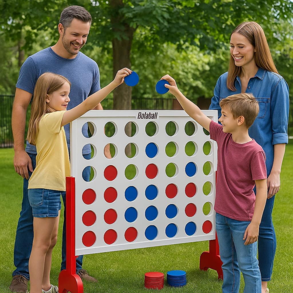 Bolaball 4 in a Row Tabletop Game – 1.8 Ft 4 to Score Game for Kids & Adults, Indoor/Outdoor Family Yard, Portable Party for Home, Picnic & Travel, Plastic Version.