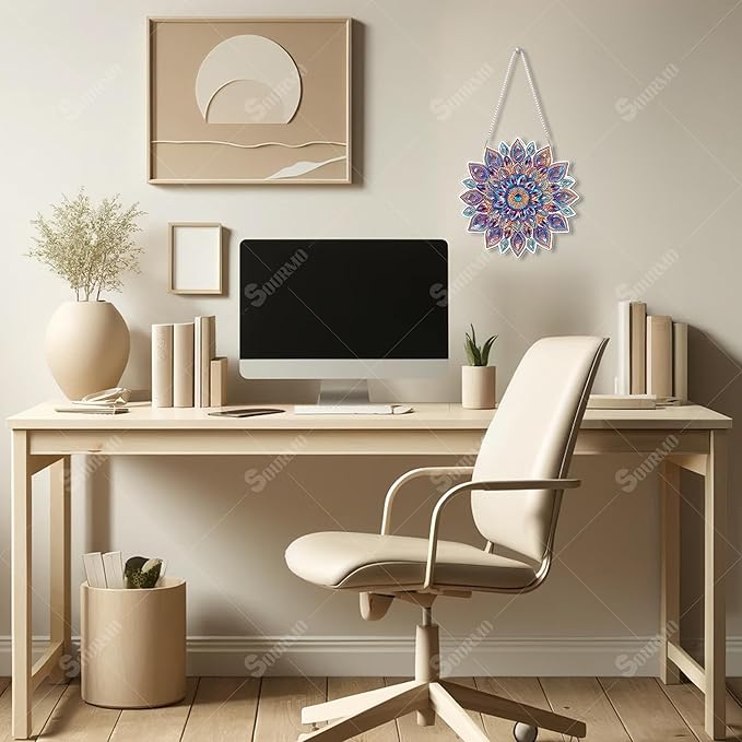 Diamond Art Painting Hanging Kit Mandala, DIY Diamond Gem Painting Ornament Pendant, Acrylic Board Gem Painting Sign Kit for Adult