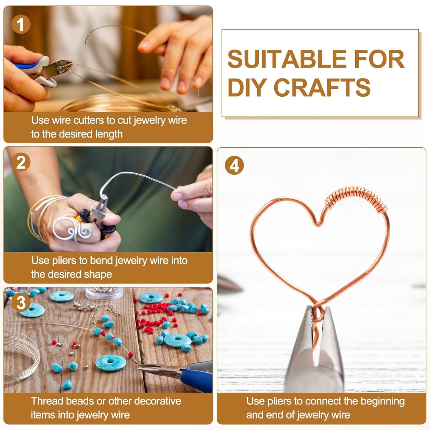 PATIKIL 26 Guage/ 0.4 mm 328 Feet Jewelry Craft Wire, Copper Beading Wire with Plier for Beading Jewelry Making Supplies Earrings Bracelets Accessories Sculptures Gardening, Gold