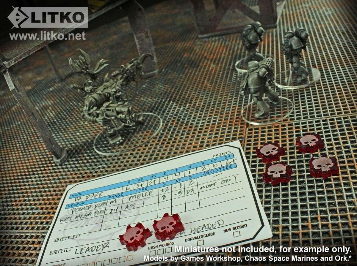 LITKO Flesh Wound Tokens Compatible with Warhammer: Kill Team, Translucent Red (15)