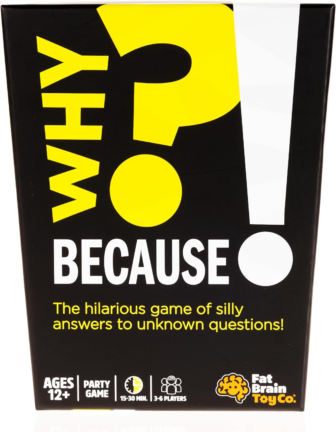 Fat Brain Toys Why Because Party Game for Families Friends or Adults 3-6 Players Ages 12+, Card Game with Funny Answers, Fun Games