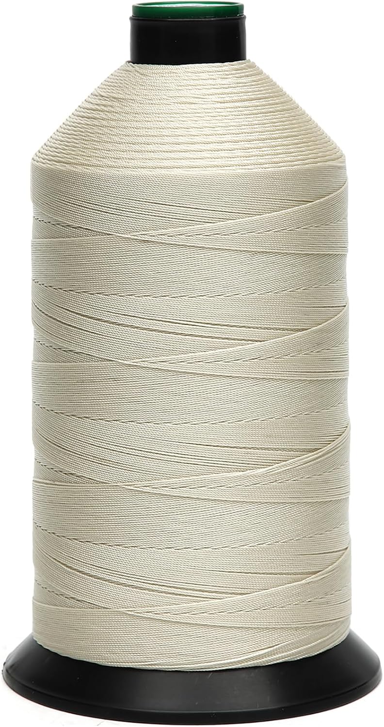 Extra Strong Bonded Nylon Thread #138 Tex135 – 16 OZ, 3000yds, Versatile Stitching Solution for Leather, Upholstery, Canvas Repair and More (Beige)