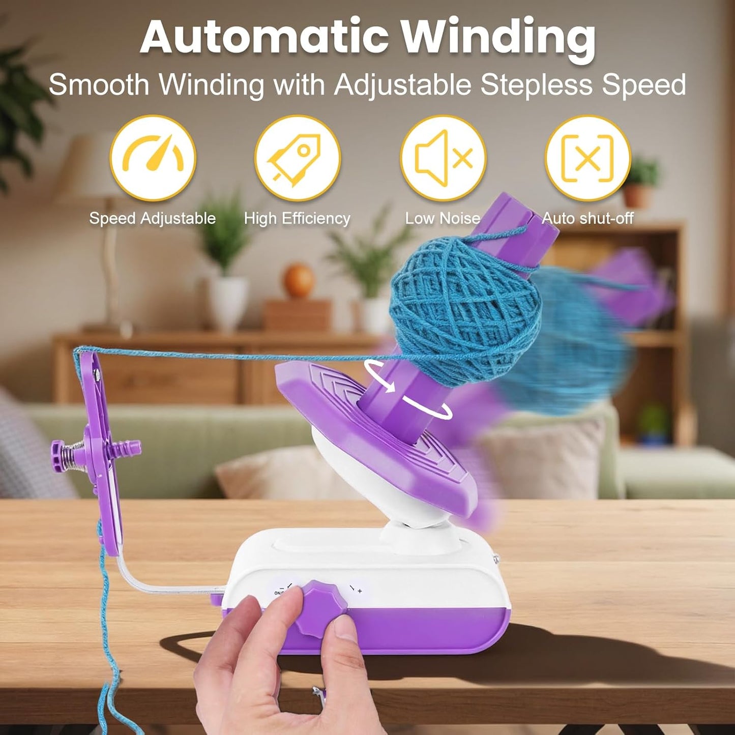 Electric Yarn Winder, Large Capacity 13oz Yarn Ball Winder for Crocheting, Automatic Yarn Cake Roller Spinner with Strong Tension & Stepless Speed, Ideal for Knitting & Crochet Lovers