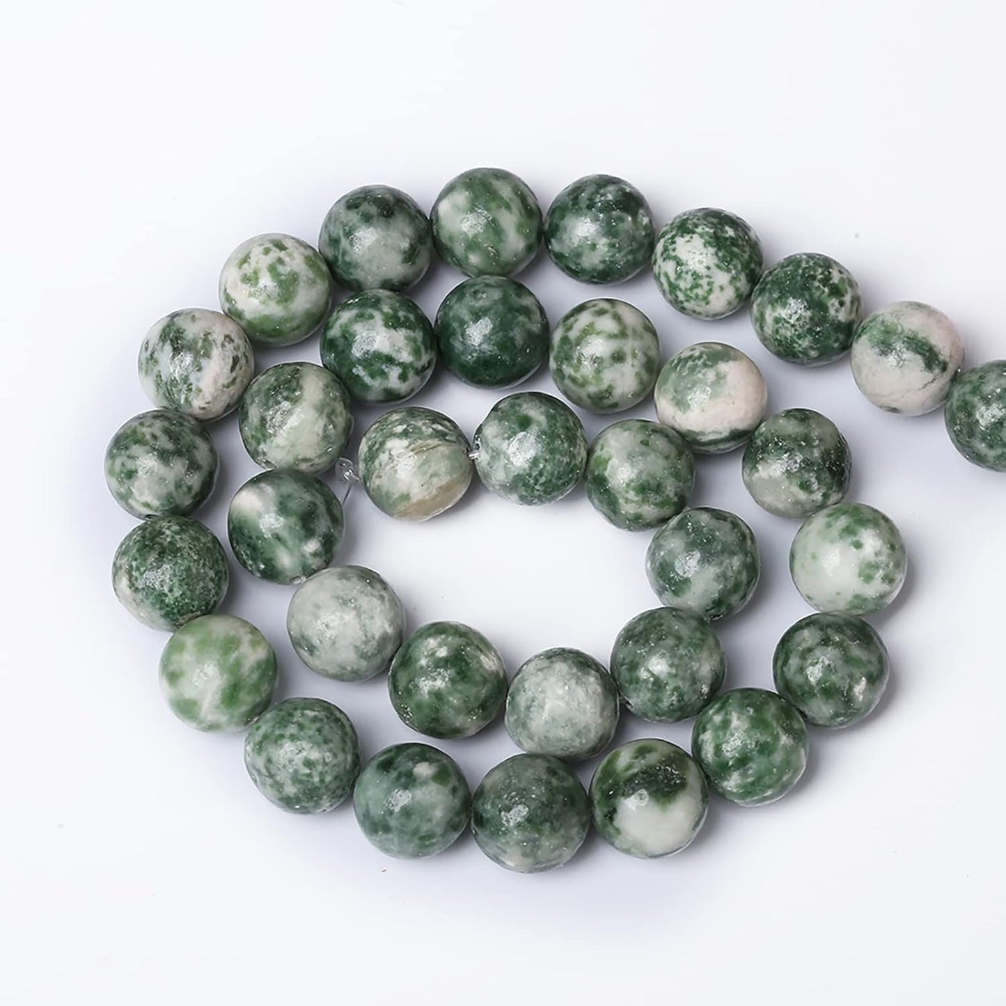 90pcs 4mm Natural Green Spot Stone Stone Beads for Jewelry Making Loose Spacer Round Beads DIY Bracelets Necklaces 15" (4mm, Green Spot Stone)