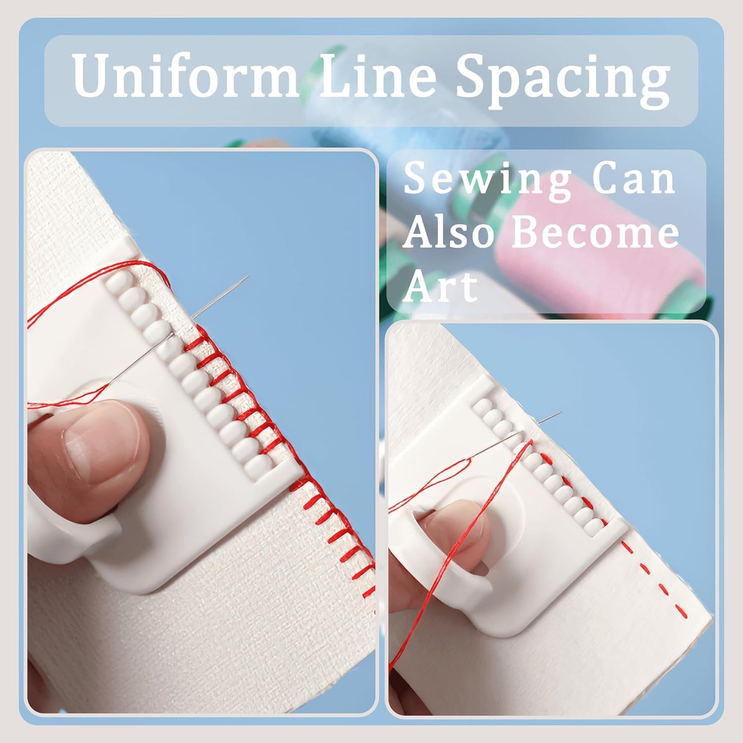 1 PCS Square 3mm Edge Lock Seam Guide, Mini Sewing Finger Ruler for Hand Sewing, DIY Sewing Kit Tool, Sewing Needle Gauge Measuring Guide, Square White