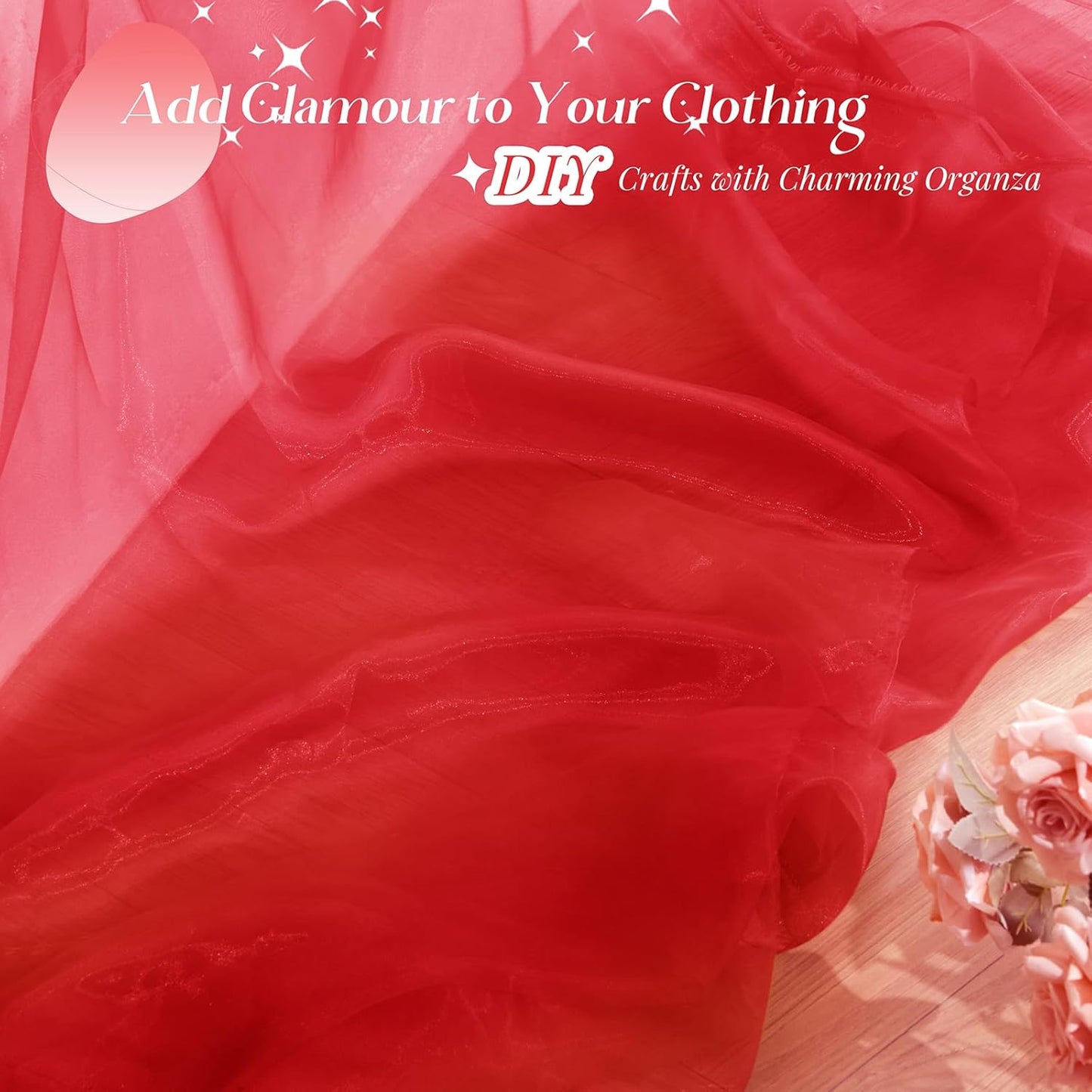 P Pothuiny Sheer Organza Fabric by The Yard, 10 Yards x 60 Inch Wide Bridal Red Organza Tulle Fabric Roll Shiny Gauze Fashion Dress Sewing Craft for Wedding Party Decorations Backdrop