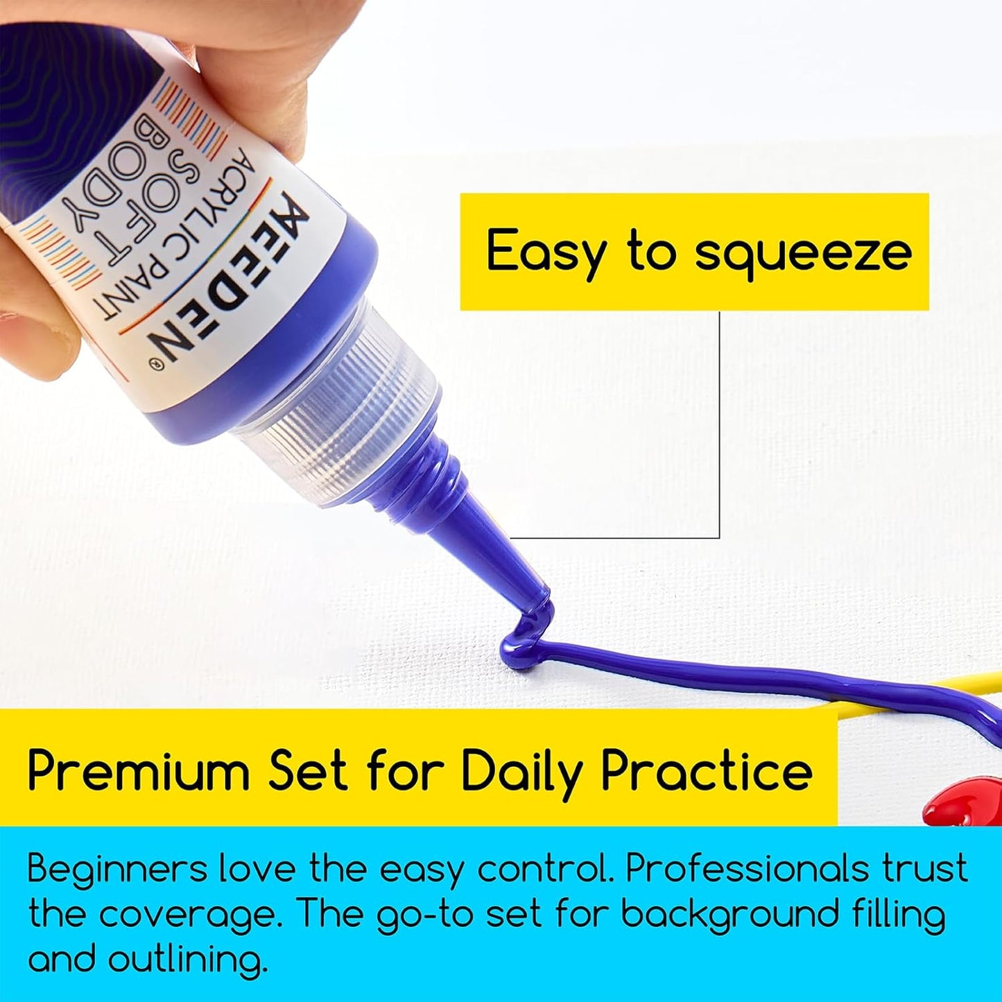 MEEDEN Cobalt Blue Acrylic Paint: Matte Finish 250ml/8.45oz Soft Body Bulk Acrylic Colors in Ergonomic Bottle - Fluid Flow Art Paints for Artists Canvas Painting