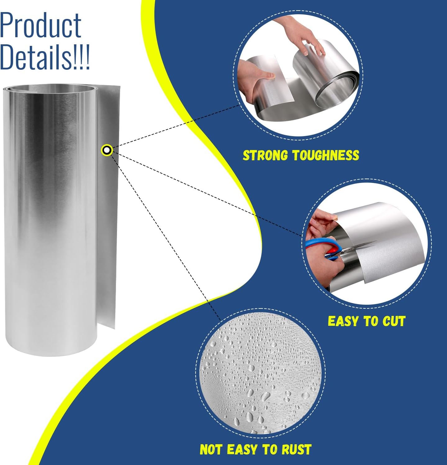 Aluminum Flashing Roll，Aluminum Sheet Roll 5000x200x0.08mm(LxWxT) Applicable to Various House Repair and DIY Projects