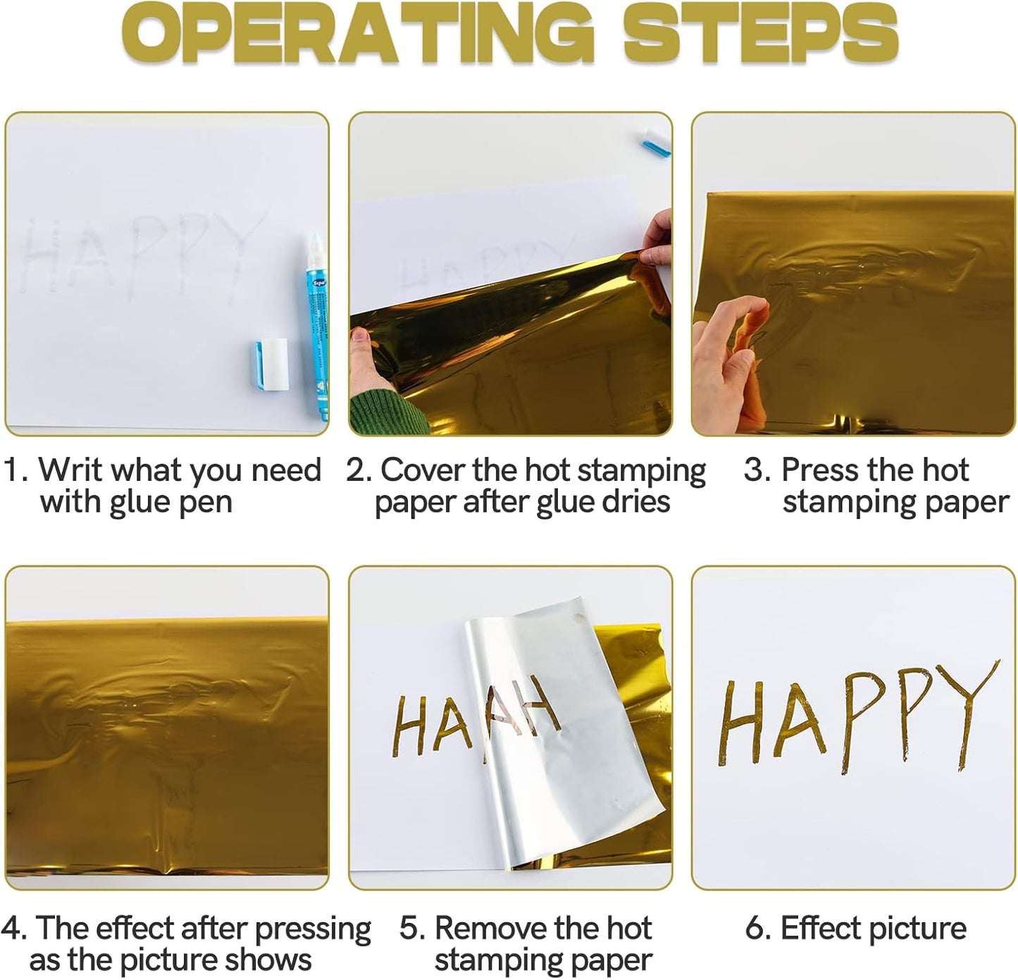 Briartw 20x29cm Hot Foil Paper 50 Sheets Pack Toner Reactive Foil Hot Stamping Foil Paper by Laser Printer and Laminator for Scrapbooking Craft Cardmaking DIY Album (Gold Crystal Point, 50 Sheets)