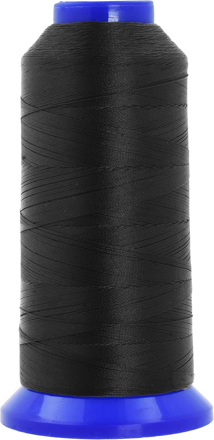 Mandala Crafts Black Heavy Duty Thread -1500 Yds Tex 70 Thread for Sewing Drapery Jeans Leather Hair - Bonded Polyester Thread Outdoor Marine Upholstery Threads