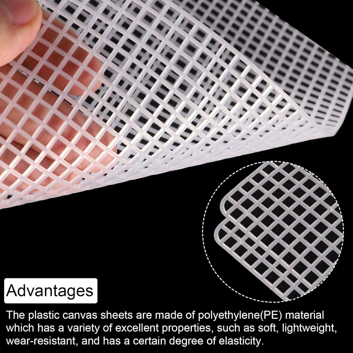 MECCANIXITY 2Pcs Plastic Mesh Canvas Sheet 4 Count 36 cm/ 14.2" for Crochet Bag Making Cross Blank Canvas for Embroidery Needlepoint, Bag, Knit Crochet Mesh, White