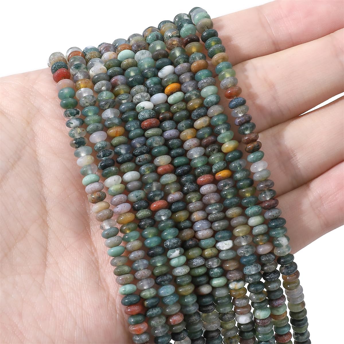 Natural Indian Agate Disk Stone Beads 4x2mm 160pcs Rondelle Loose Semi Gemstone Beads for Jewelry Making Design