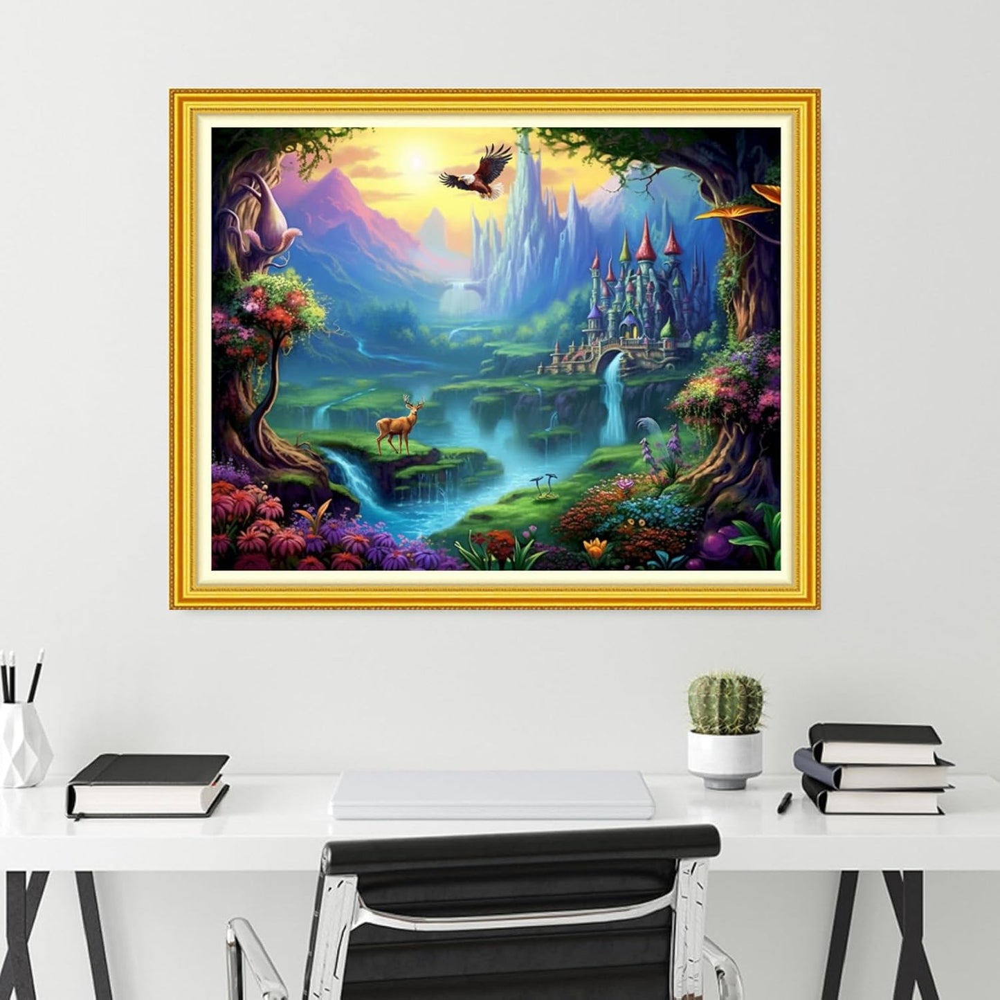 Funchey Stamped Cross Stitch Kits, DIY Cross Stitch Pattern for Adults Beginners Needlepoint Kits Embroidery Kit Arts and Crafts 11CT-A Fairyland on Earth 16x20 inch