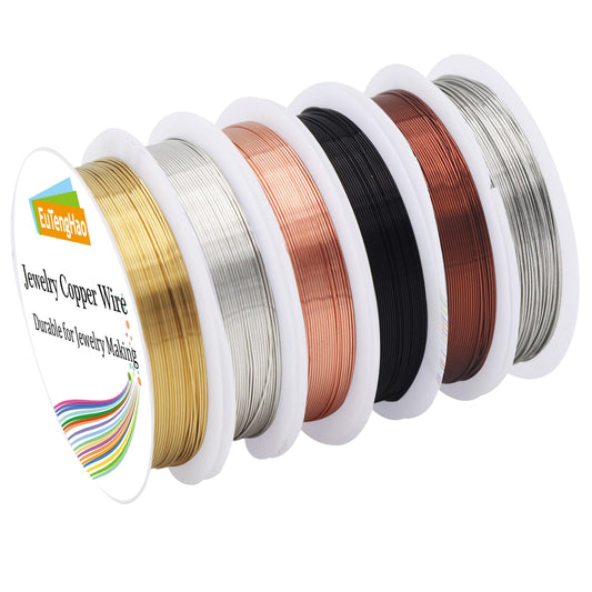 EuTengHao 6 Colors Jewelry Copper Wire Jewelry Beading Wire for Bracelet Necklaces Craft Jewelry Making Supplies (66 Yards,24 Gauge)