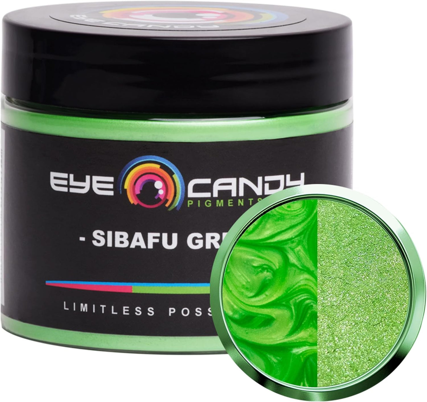 Eye Candy Pigments Premium Green Mica Powder - Sibafu Green (50gr) - for Epoxy, Resin, Soap, Paint, Woodworking, Acrylic Pouring, Bath Bombs, Fishing Lures - DIY Arts and Crafts Additive