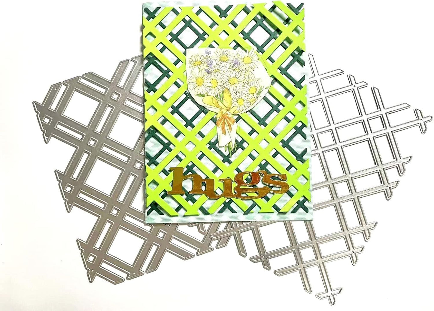 Cutting Dies Metal Stencils Scrapbooking Tools Flowers Lace Frame DIY Embossing Template for Paper Card Making Album Arts Crafts Supplies (Stripes Layer-14.3x11.1cm)