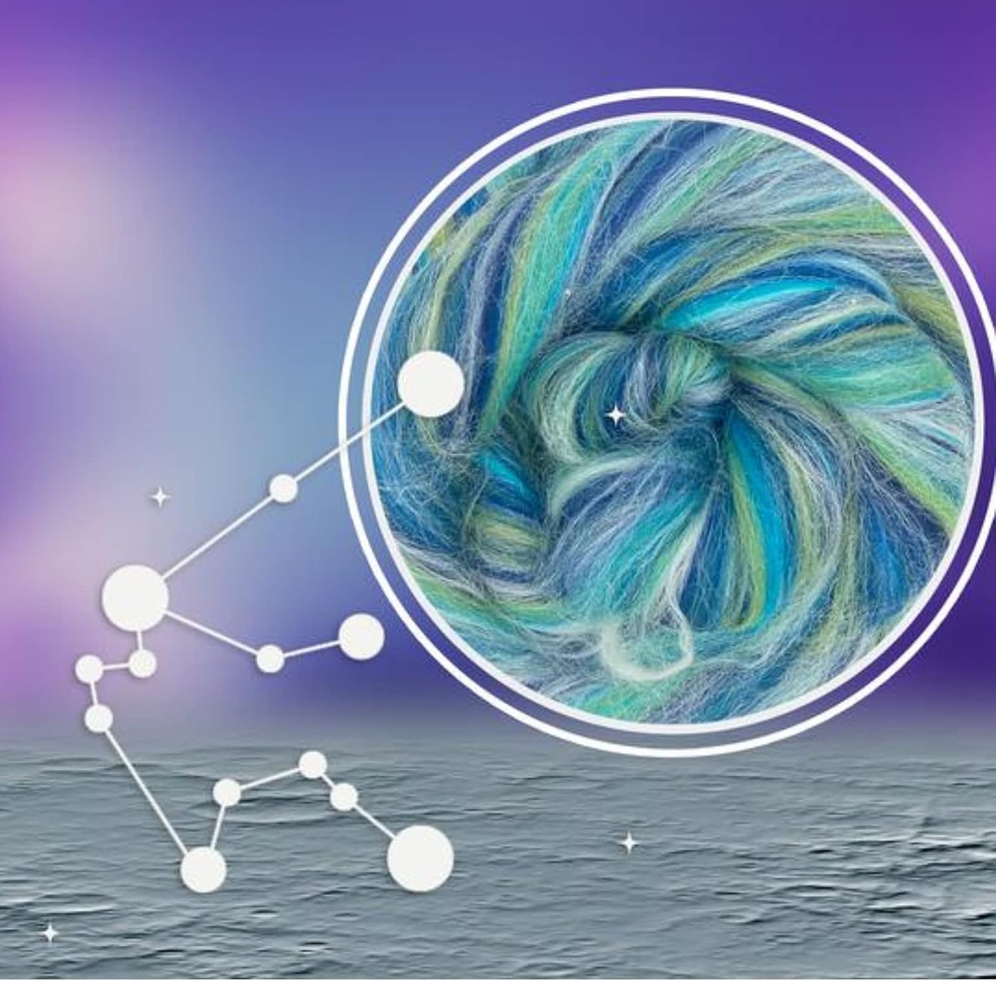 Revolution Fibers – Constellation Range Roving (8 Ounces) | Multicolored Tonal Blend of 70% Dyed Merino and 30% Tussah Silk Combed Top | Soft Fiber for Felting, Spinning, Knitting (Aquarius Green)