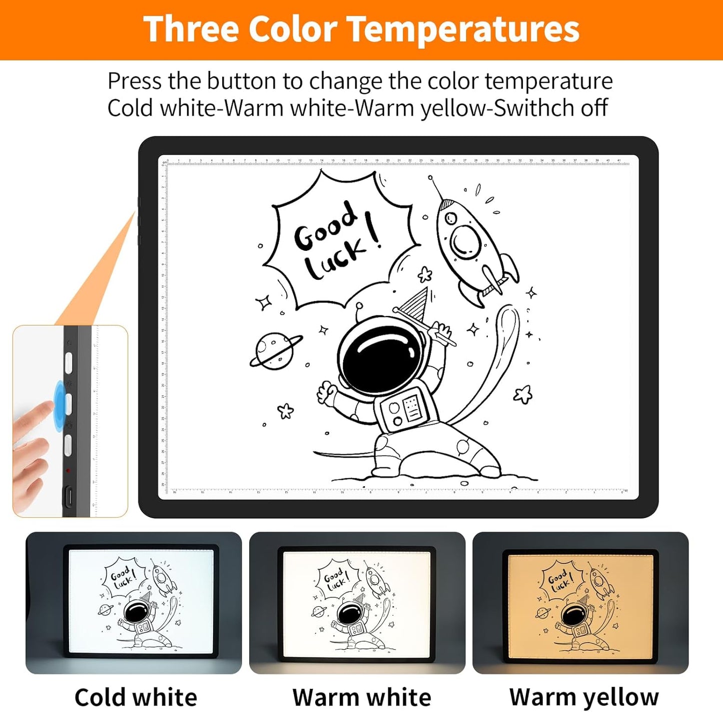 Elice Magnetic A3 Light Board for Diamond Painting, Ultra-Thin Tracing LED Light Box with Side Buttons, Super Bright Diamond Art Light Pad, Light Table for Drawing, Sketching, Weeding Vinyl - Black