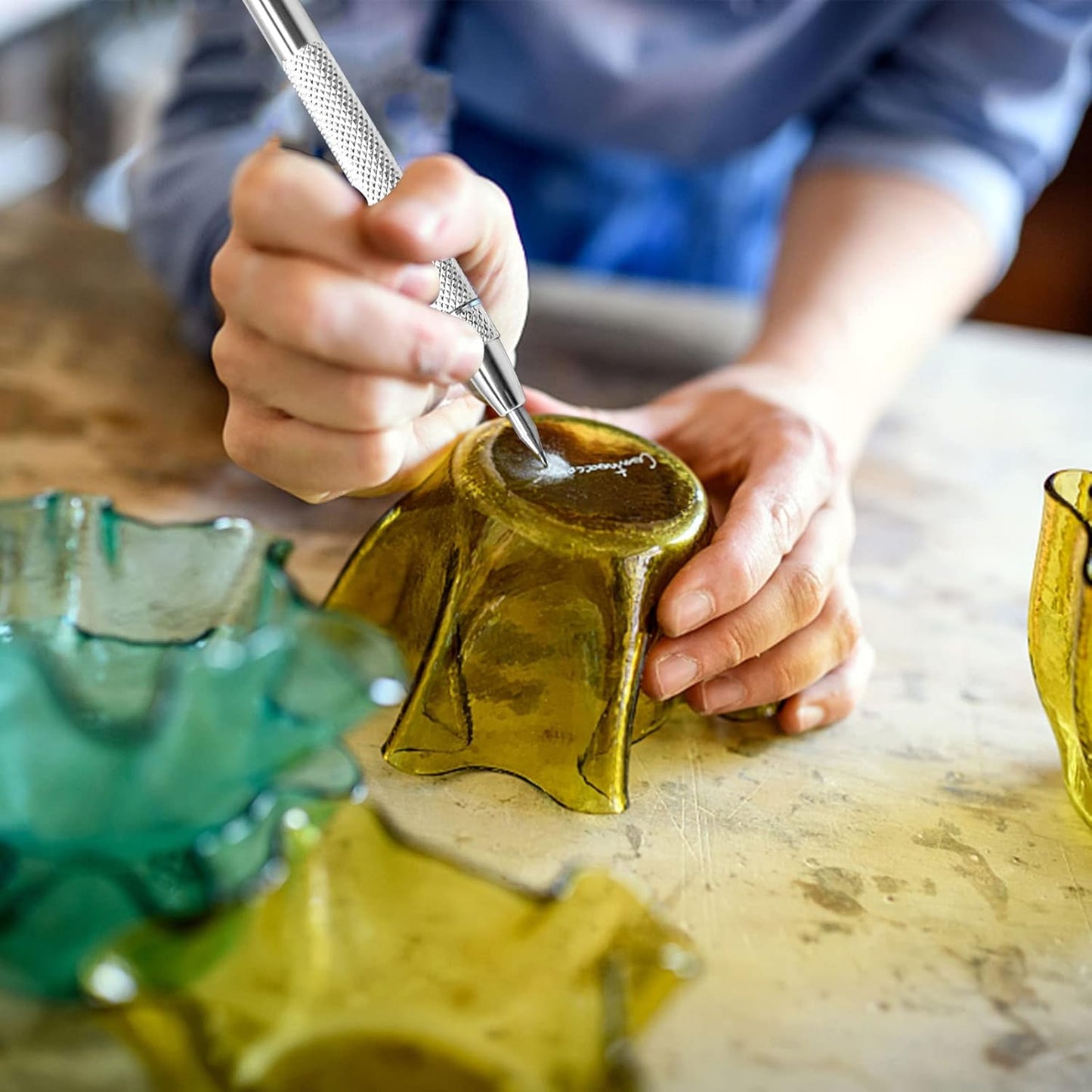 2Pcs Tungsten Carbide Tip Scriber With 12 Replacement Marking Tip, Aluminium Magnet Carbide Scribe Tool Etching Pen With Clip, Metal Engraving Pen for Glass / Ceramics / Hardened Steel / Metal Sheet