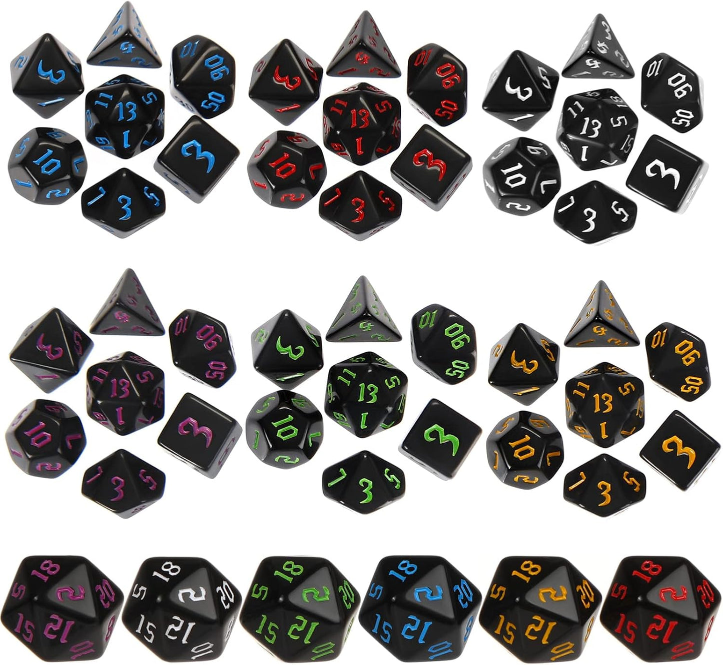 Yilloog 210 Pcs Compatible with DND Dice Sets Bulk Polyhedral Dice with Drawstring Bag Dice Multi Role Playing Table Game D4 D6 D8 D10 D% D12 D20 Compatible with Dungeons and Dragons (Mixed Style)