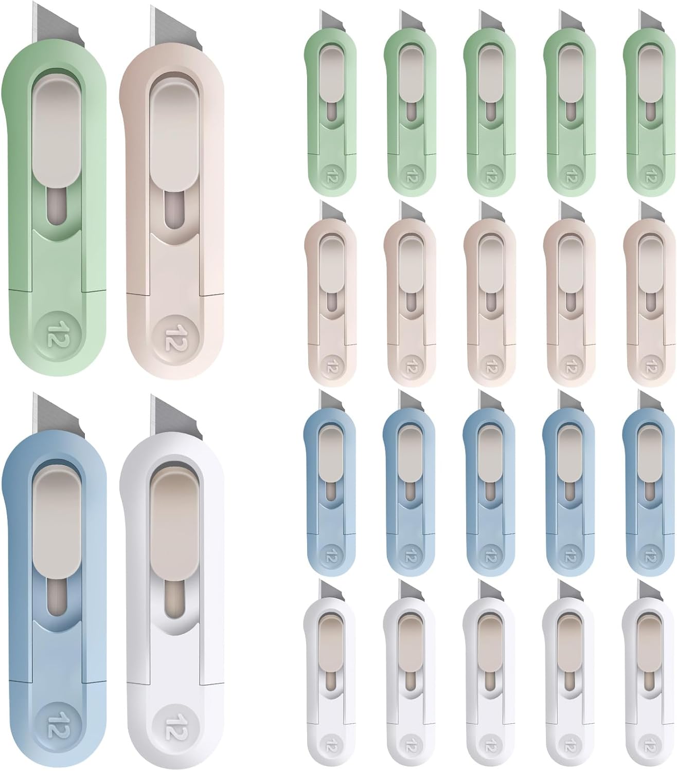DIYSELF 24 Pack Box Cutter Retractable, Small Utility Knife, Sharp Box Knife, High Carbon Steel Box Opener, Razor Box Knife, Multifunctional Boxcutters for Office, Home, Arts and Crafts, Hobby