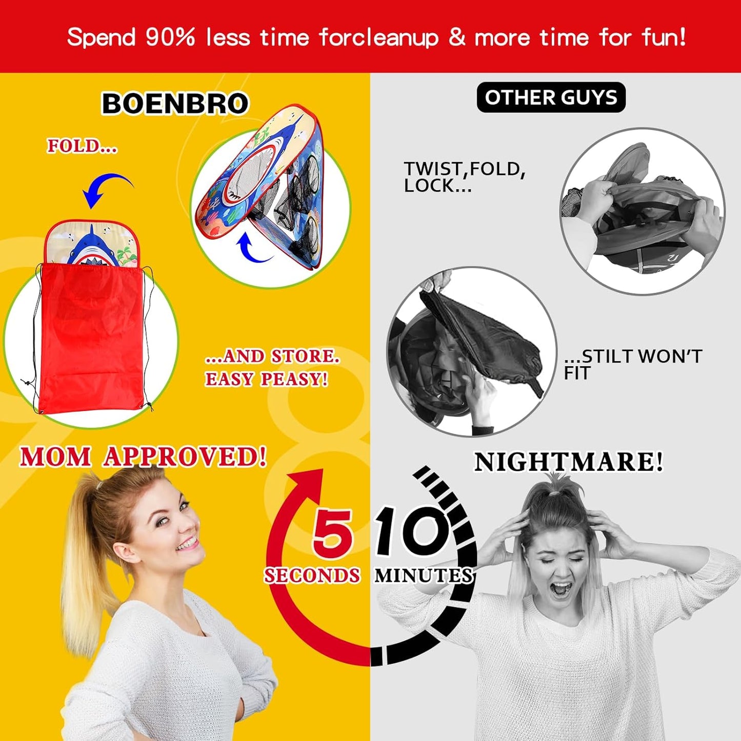 Bean Bag Toss Game for Kids/Double-Sided Foldable Cornhole Board/Backyard Beach Yard Outdoor Toys for Kids Ages 4-8/5-Second Setup/Party Supplies for Kids