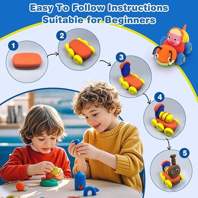 Air Dry Clay, 50 Colors DIY Molding Magic Clay for Kids, Soft & Non-Sticky, Creative DIY School Arts & Crafts Kit, Home Party Favors, Toys Gifts for Age 3 4 5 6 7 8+ Years Old Boys Girls Kids