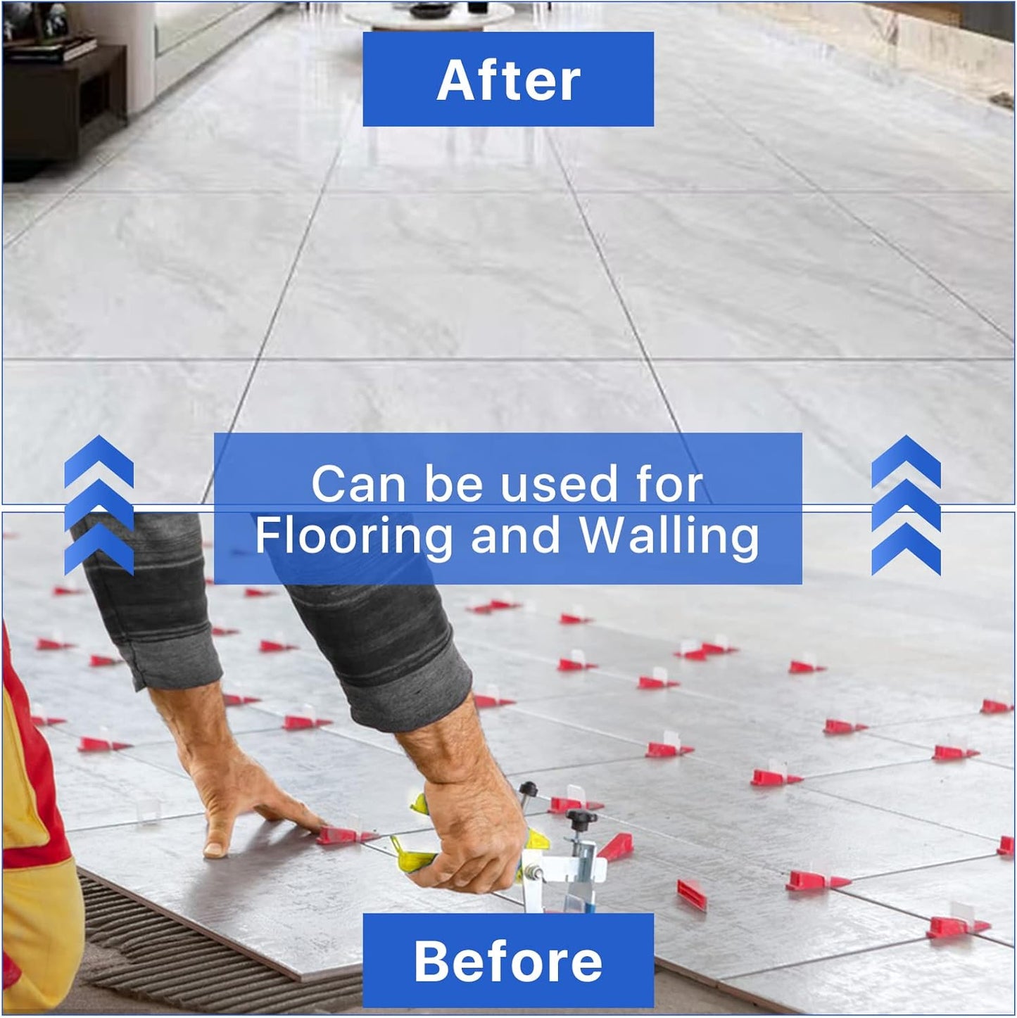 1100 Pcs Tile Leveling System Clips 1/8" (3.0mm) for Ceramic Tile and Stone Installation - DIY Tile Leveler Spacers Kit for Perfect Alignment(1100, 1/8)