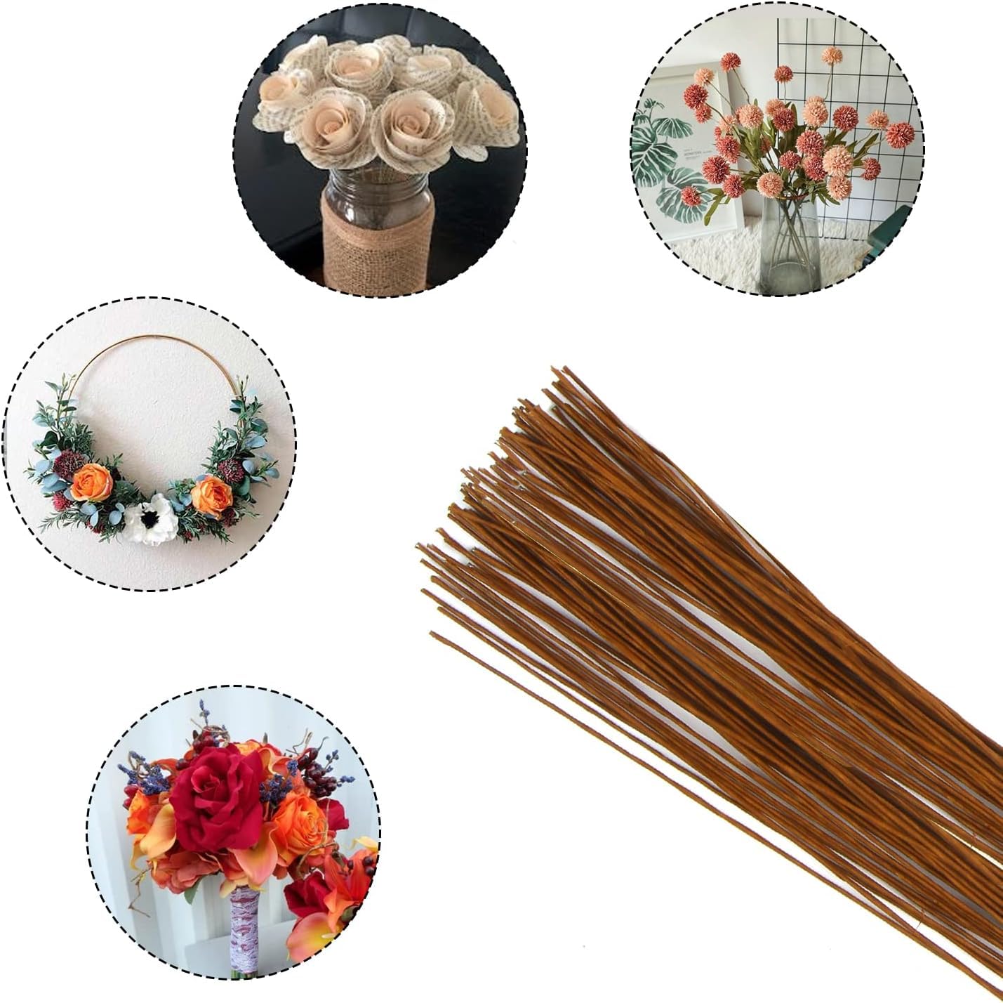 Decora 24 Gauge Brown Floral Wire 16 inch,50/Package