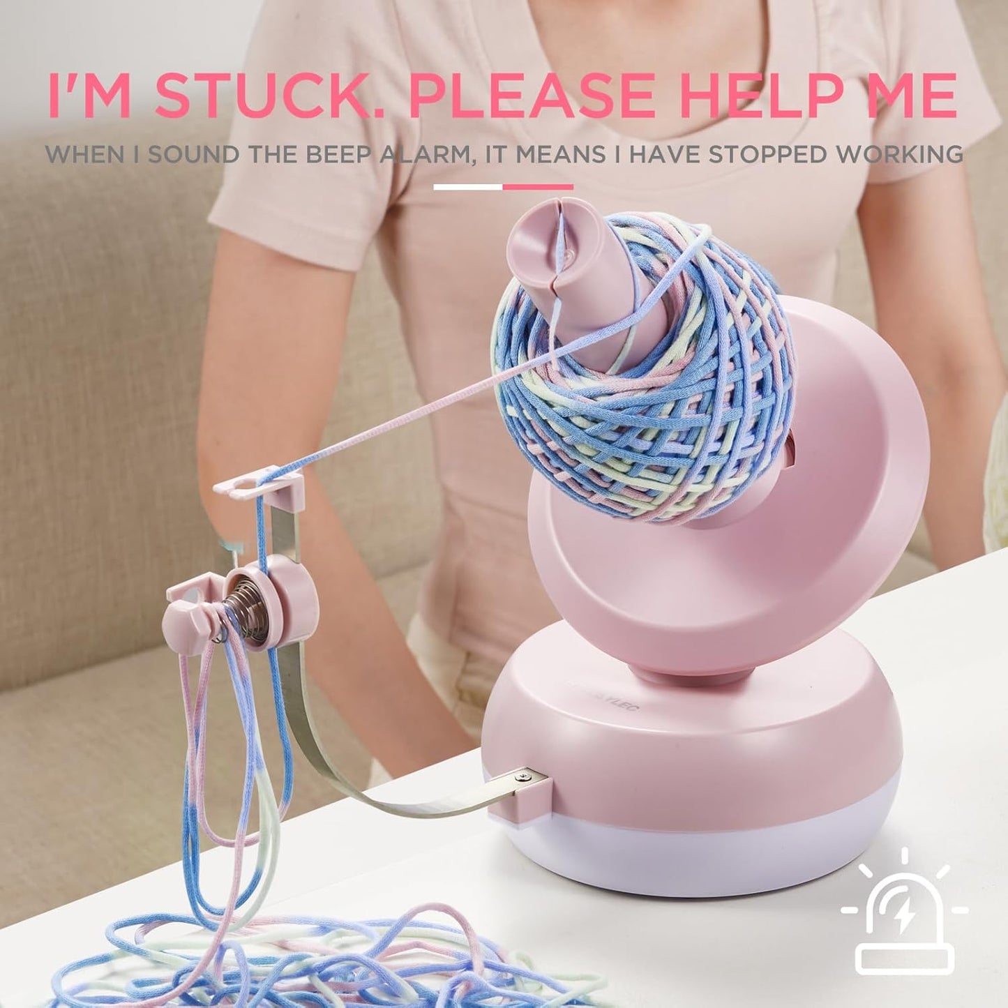 Yarn Winder for Crocheting, 10oz Large Capacity Electric Yarn Ball Winder with Strong Tension Stepless Speed, Automatic Yarn Cake Winder, Helper for Knitting Lovers, Pink