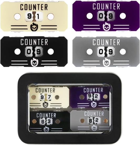 4Pcs MTG Life Counter Twin Digits with Metal Box, Health Tracker Life Counter for Magic The gatering, Compatible with MTG Magic Card Games Accessories RPG D&D CCG TCG Tabletop Board Games