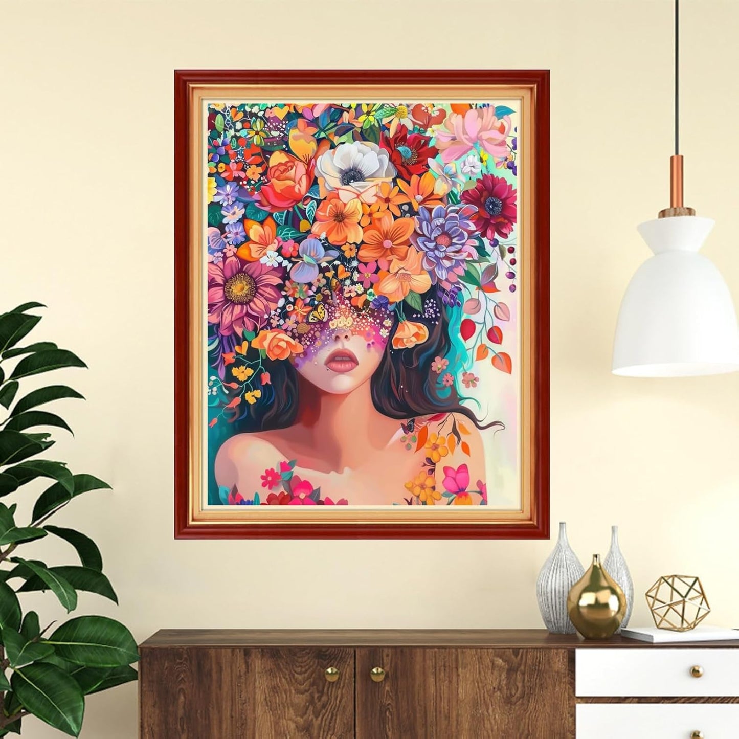 Funchey Stamped Cross Stitch Kits, DIY Cross Stitch Pattern for Adults Beginners Needlepoint Kits Embroidery Kit Arts and Crafts 11CT-Girl Flowers 16x20 inchs