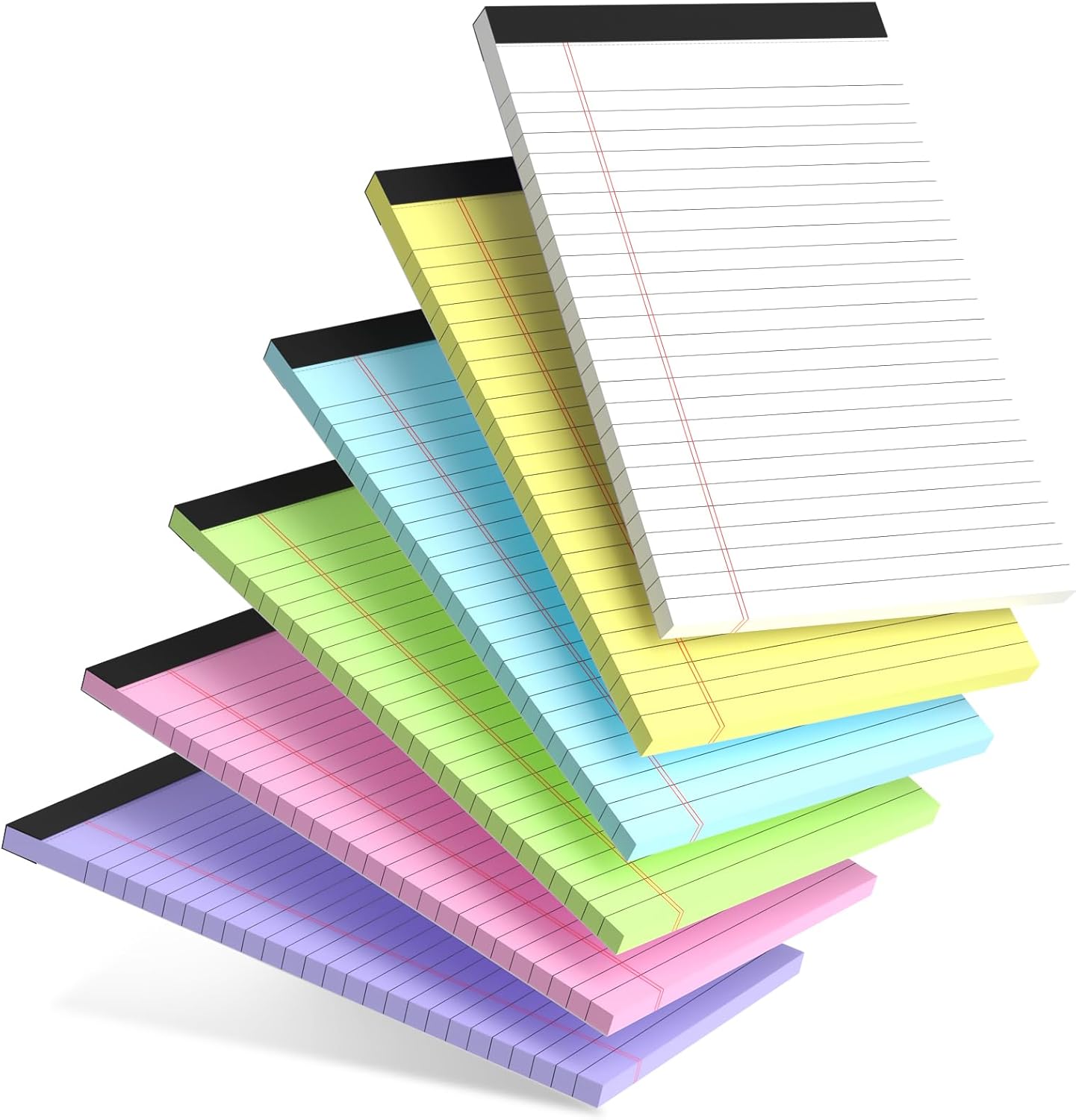 Small Note Pads 5x8" – 6 Vibrant Colors Notepad, College Ruled, 30 Sheets Each | Perfect for Work, School & Creative Notes! Legal Pads 5 x 8 Perforated Narrow Ruled Pads of Paper (Multicolor 6)