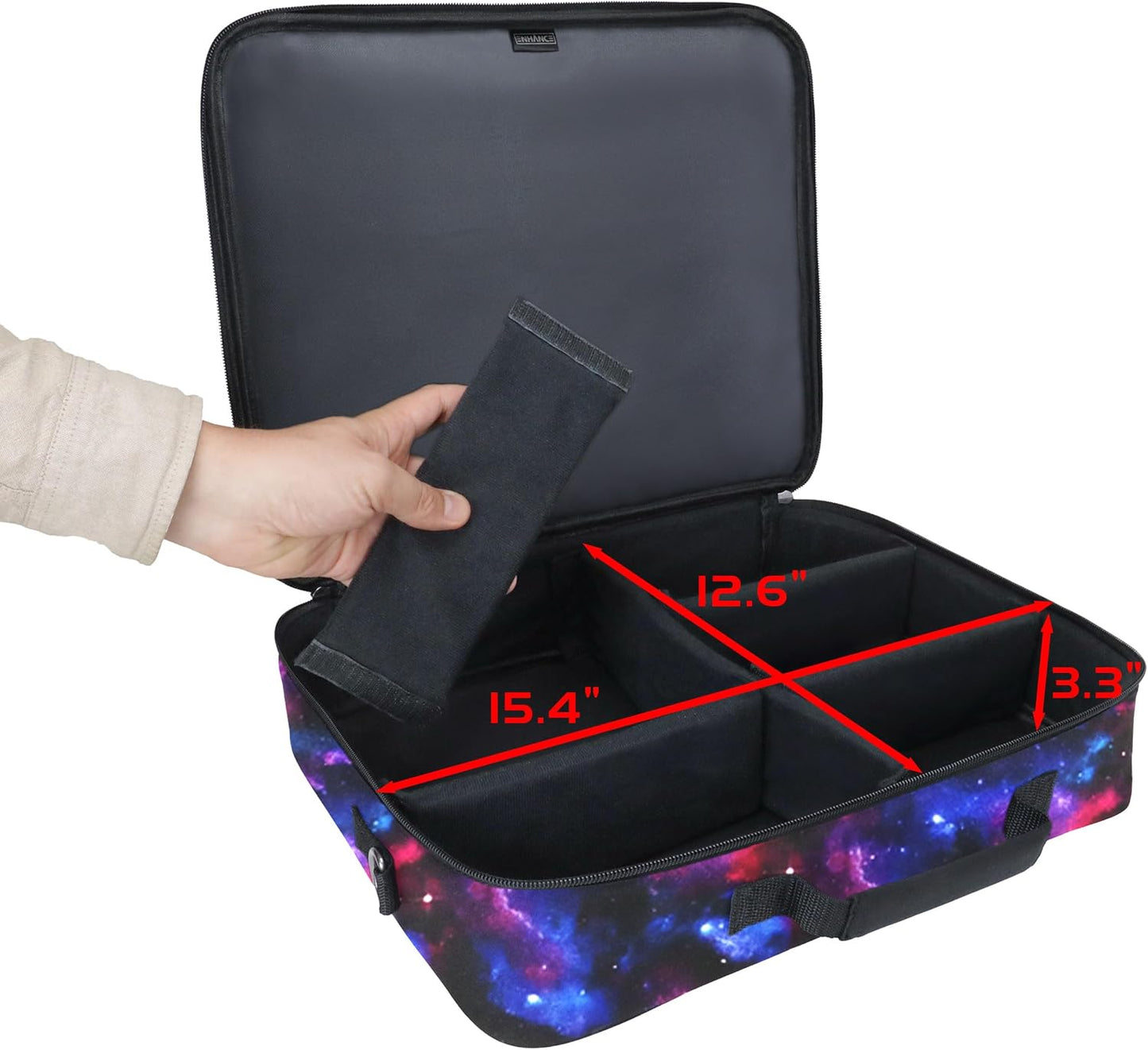 ENHANCE Designer Edition TCG Bag - MTG Shoulder Bag with Customizable Dividers & Accessory Pocket for Deck Boxes, Dice - Card Storage Compatible with Magic the Gathering, Lorcana (Galaxy)