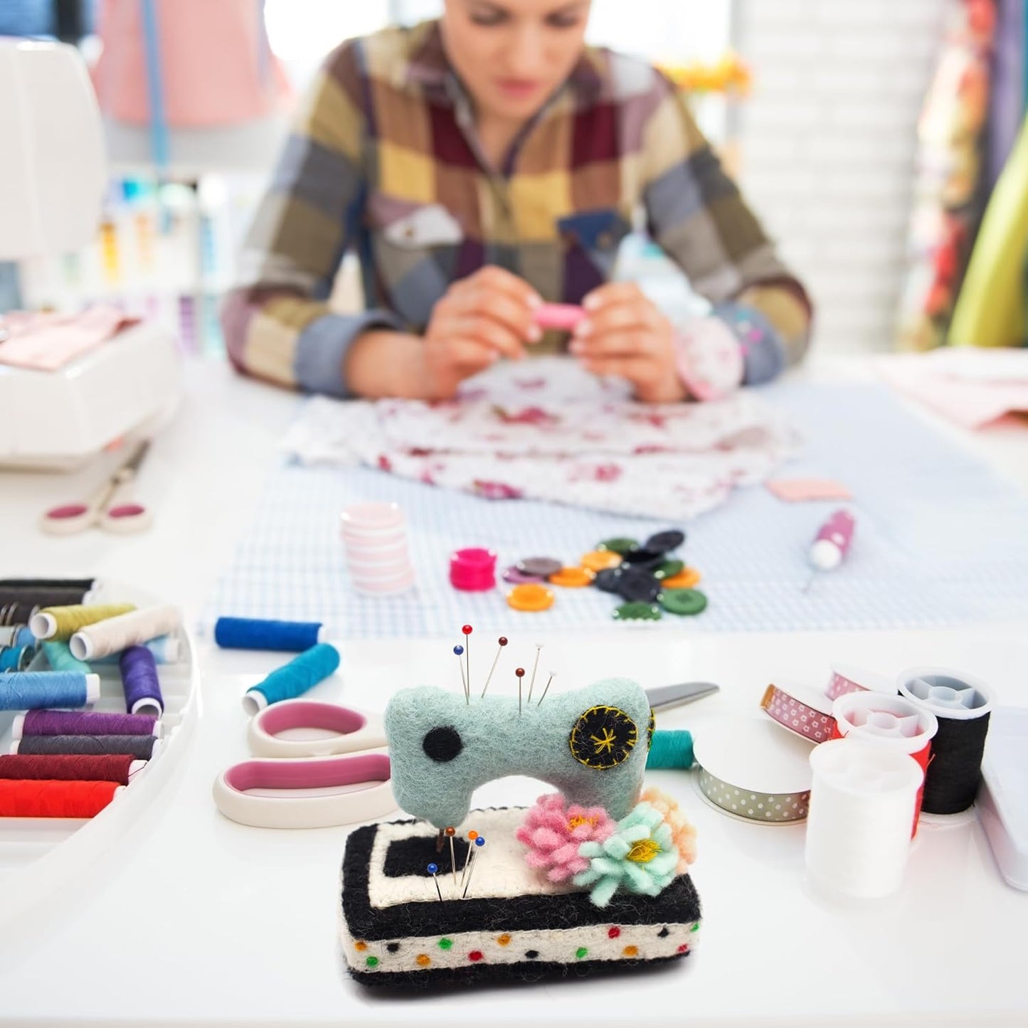 GLACIART ONE Sewing Machine Pin Cushion| Large Size |Durable & Handmade Craft Sewing Supplies | Also for Quilting, Machine Needles, Safety and T Pins