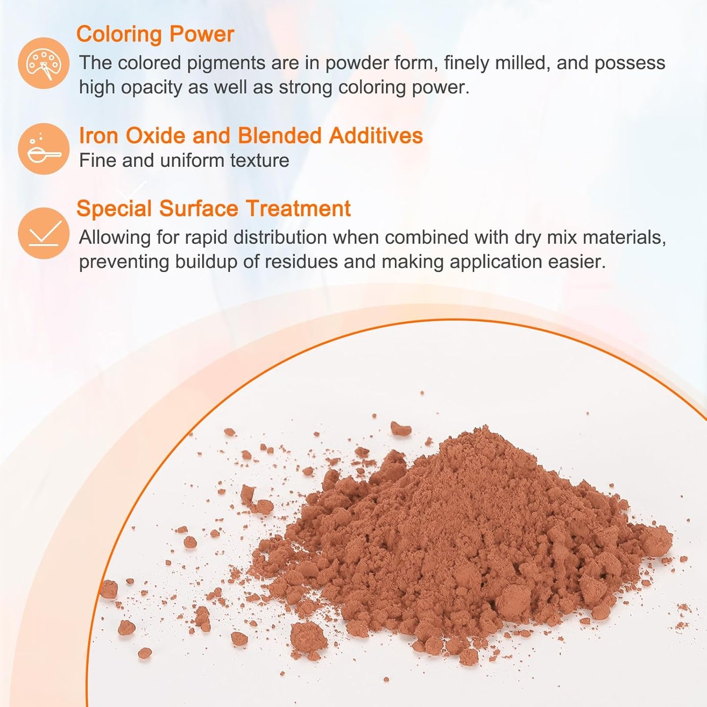 HARFINGTON Iron Oxide Powder Concrete Pigment 300 Mesh 3.5oz (100g) Iron Oxide Grout Pigment for Pastel Tile Paint Concrete Cement, Burnt Orange
