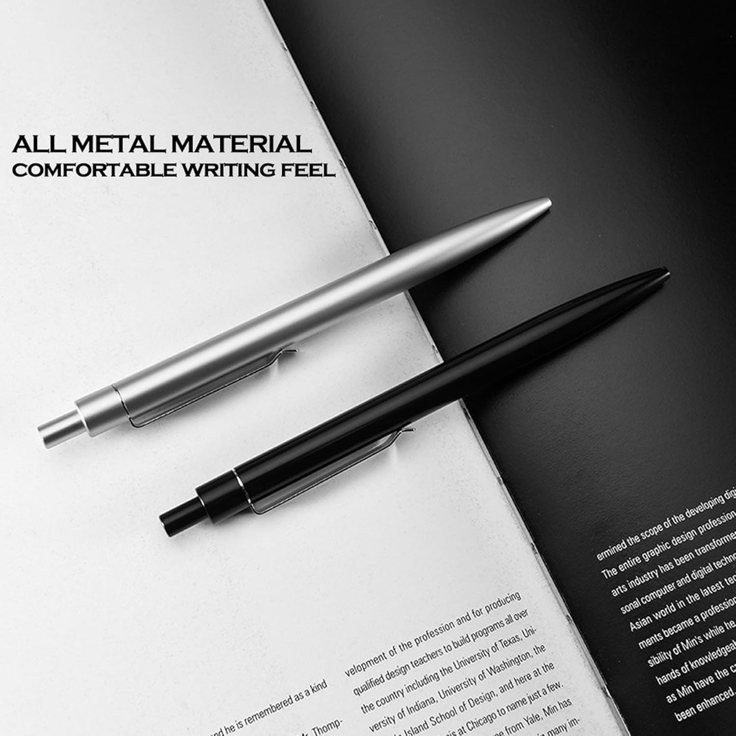 DUNBONG Red Metal Gel Pen, Black Ink, 0.5mm Retractable Ballpoint Pen (Red)