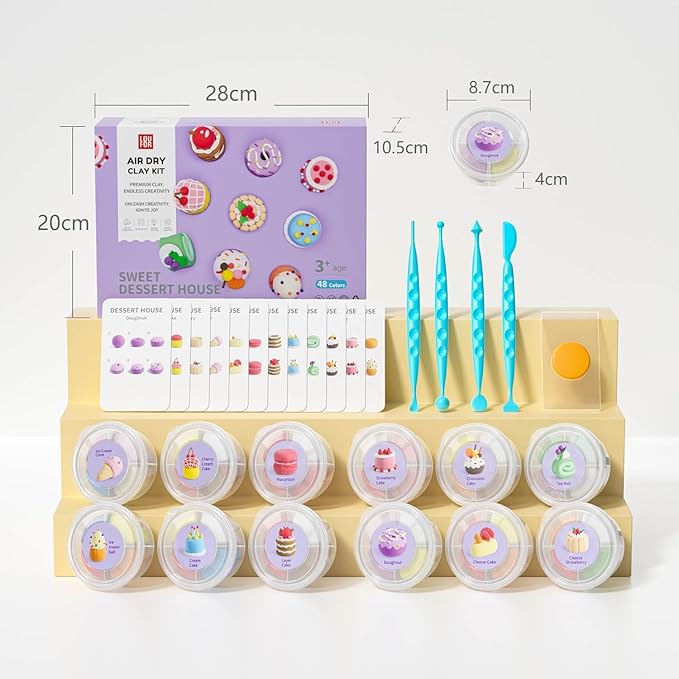 Air Dry Clay for Kids - Modeling Clay Kits, Ultra Light & Soft, Safe & Non-Toxic, 12 Boxes DIY Model Magic Clay 48 Colors with Sculpting Tools und Tutorials, Creative Art Crafts Toys Gifts Boys Girls